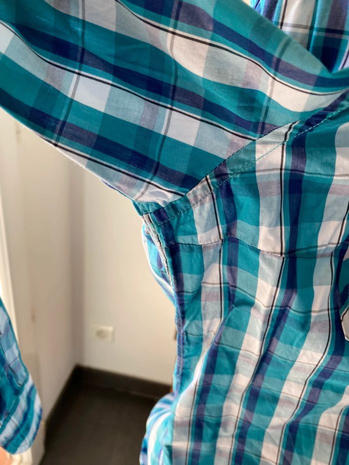 Chemise Serge Blanco à carreaux vert bleu blanc taille M - photo numéro 3