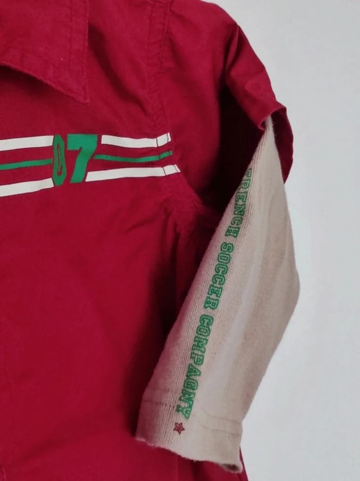 Chemise tee-shirt 2 en 1 rouge bordeaux beige rayure rayé Petit Pirate - photo numéro 2