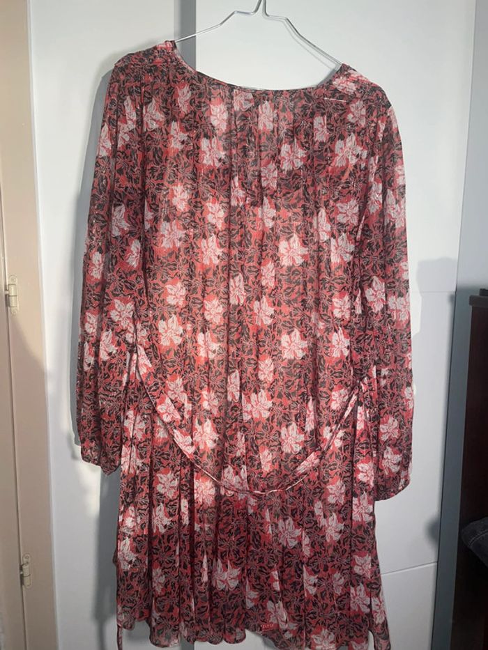 Robe Maje imprimé fleurs rouge - photo numéro 3