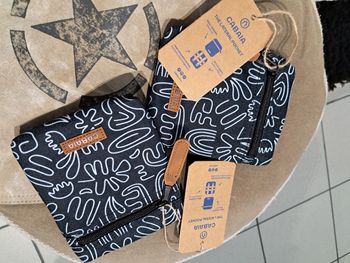 Pochette Cabaia latérale X2 noire motifs blanc