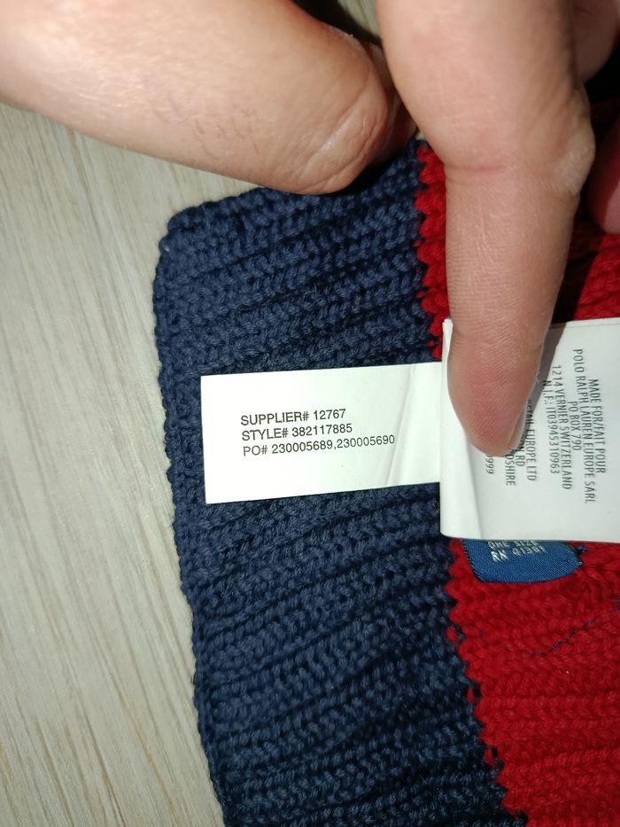 Écharpe Ralph Lauren bleu et rouge en coton - photo numéro 5