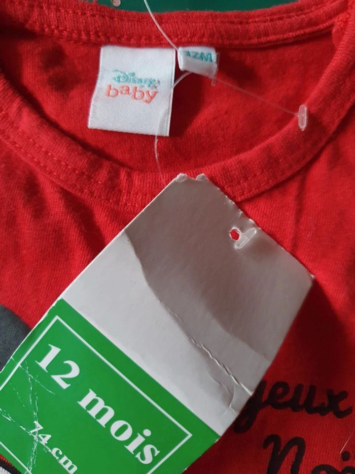 Tee shirt minnie noel manches longues 12 mis - photo numéro 3