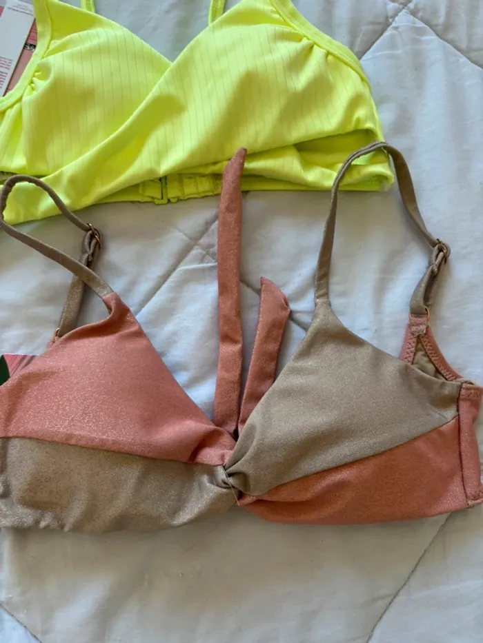Lot 5 maillots 4 hauts et 1 bas pailleté fluo motifs Penti taille XS/34 neuf - photo numéro 8