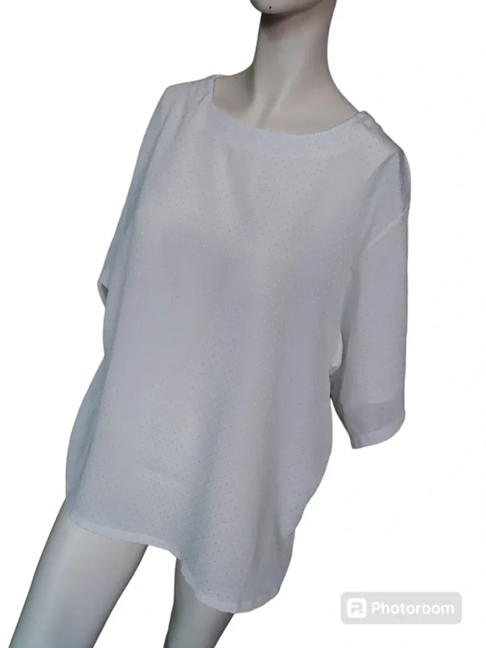 Top blouse printemps été blanc chic classique petit pois
