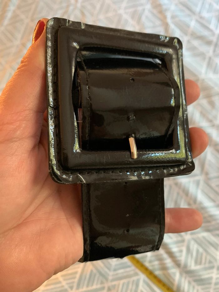 Ceinture elastiquée noir vernis noir