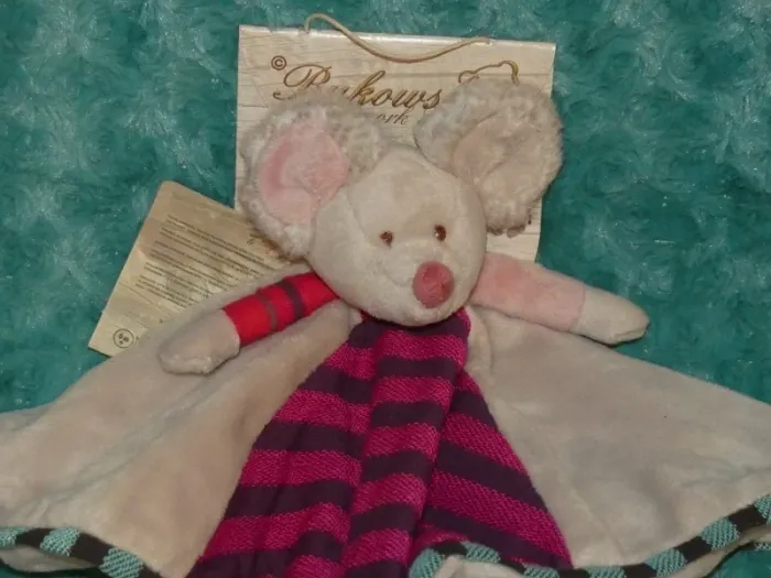 Doudou plat souris bukowski rose beige 🐭 Neuf - photo numéro 2