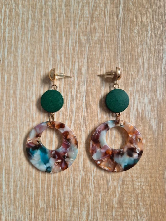 Boucles d'oreilles pendantes ronds fantaisies