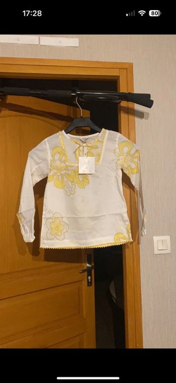 Tunique jaune et blanche 6 ans neuf