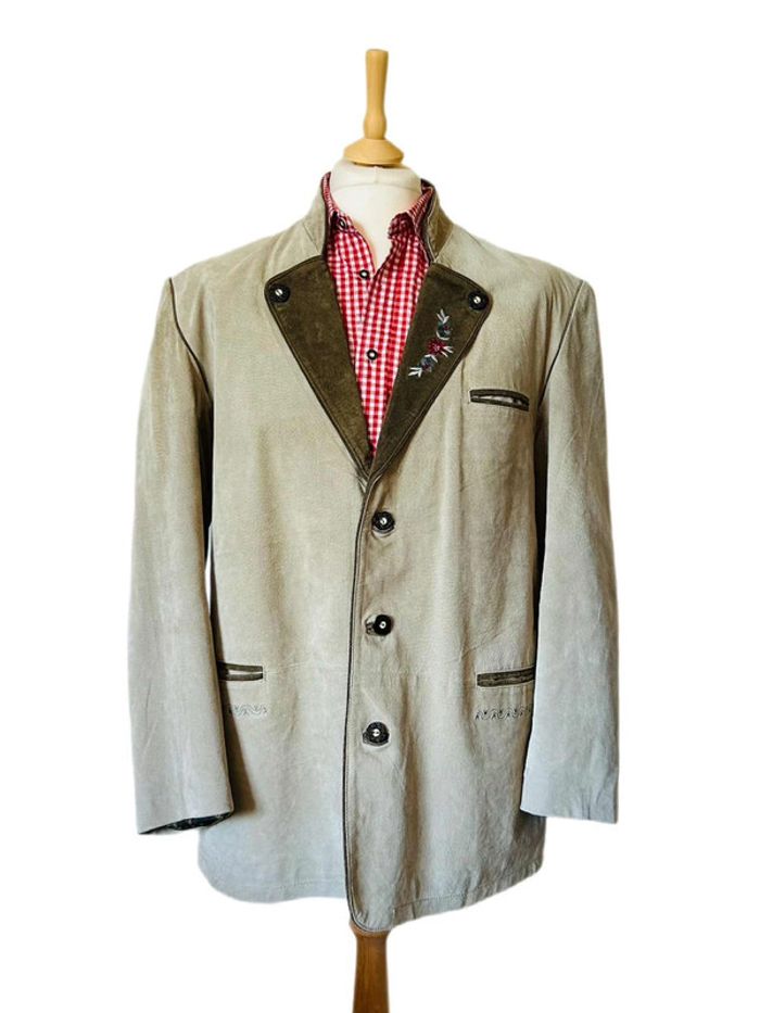 🌿Blazer homme en daim avec broderie 54/XL Trachten cottagecore Oktoberfest Suede leather blazer🌿 - photo numéro 2