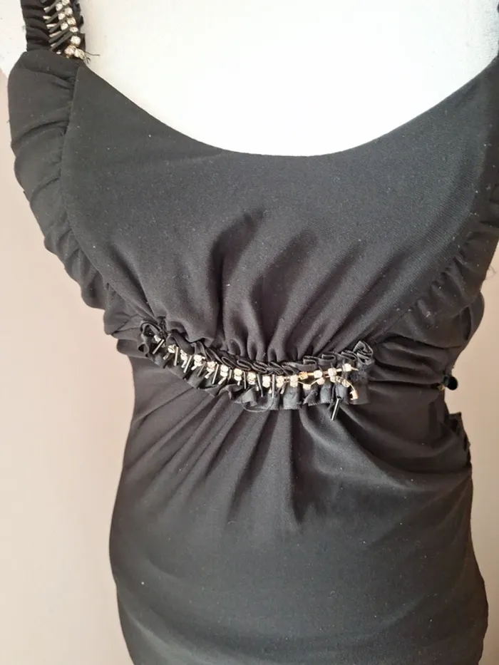 Robe longue de soirée avec strass noire t40 #F40L-075 - photo numéro 2