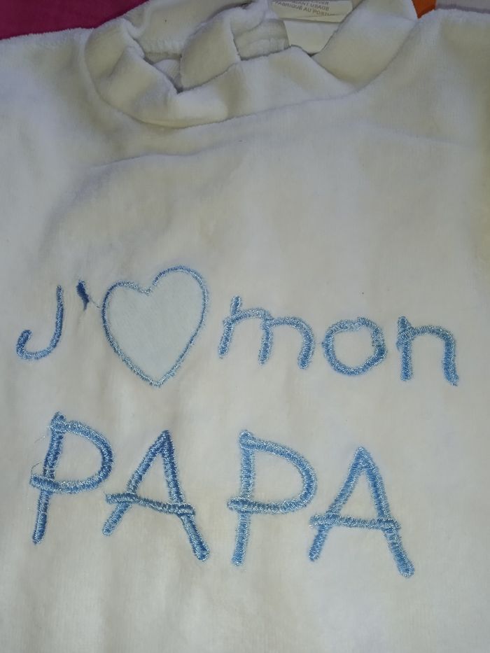 Pyjama blanc j'aime mon papa écrit en bleu 1 mois - photo numéro 4