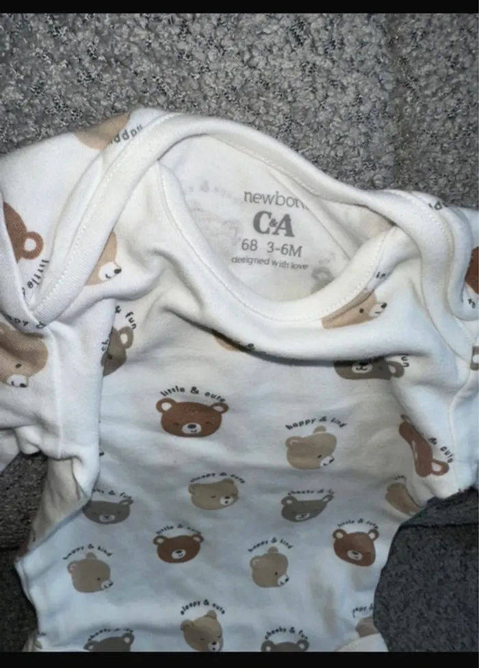 Bodie unisexe manches longues blanc motifs ourson C&A neuf - photo numéro 2