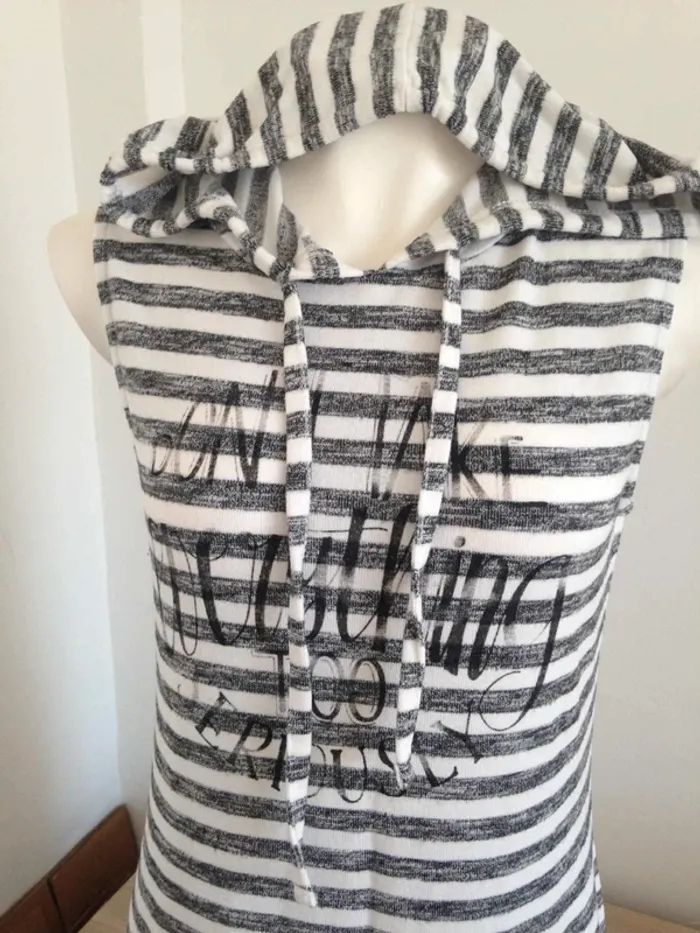 Robe pull sans manches à capuche rayures/marinière M 38 - photo numéro 3