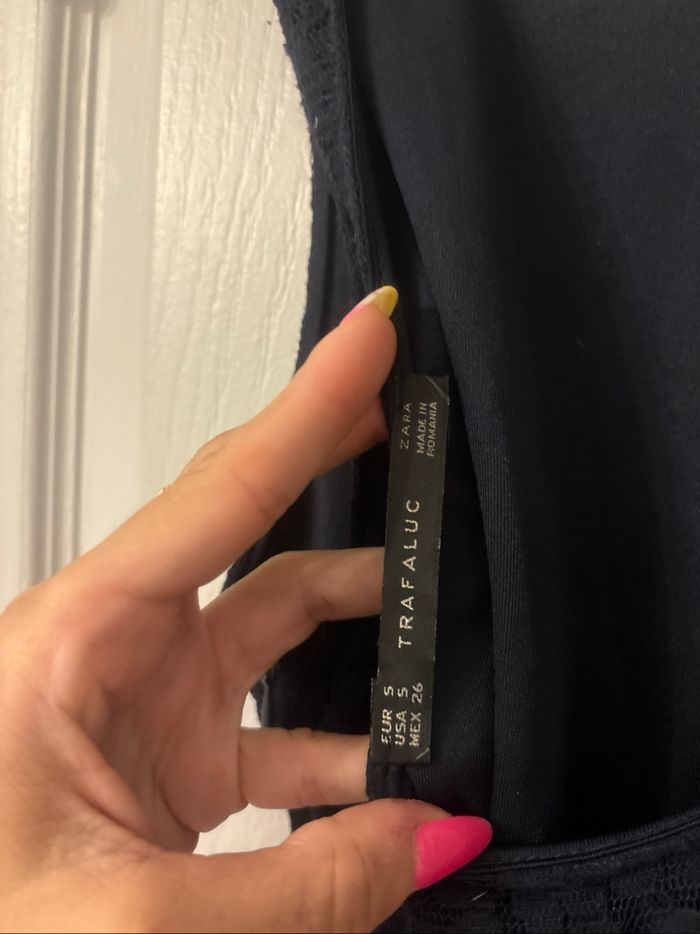Robe sans manches marine en dentelle Zara S - photo numéro 4