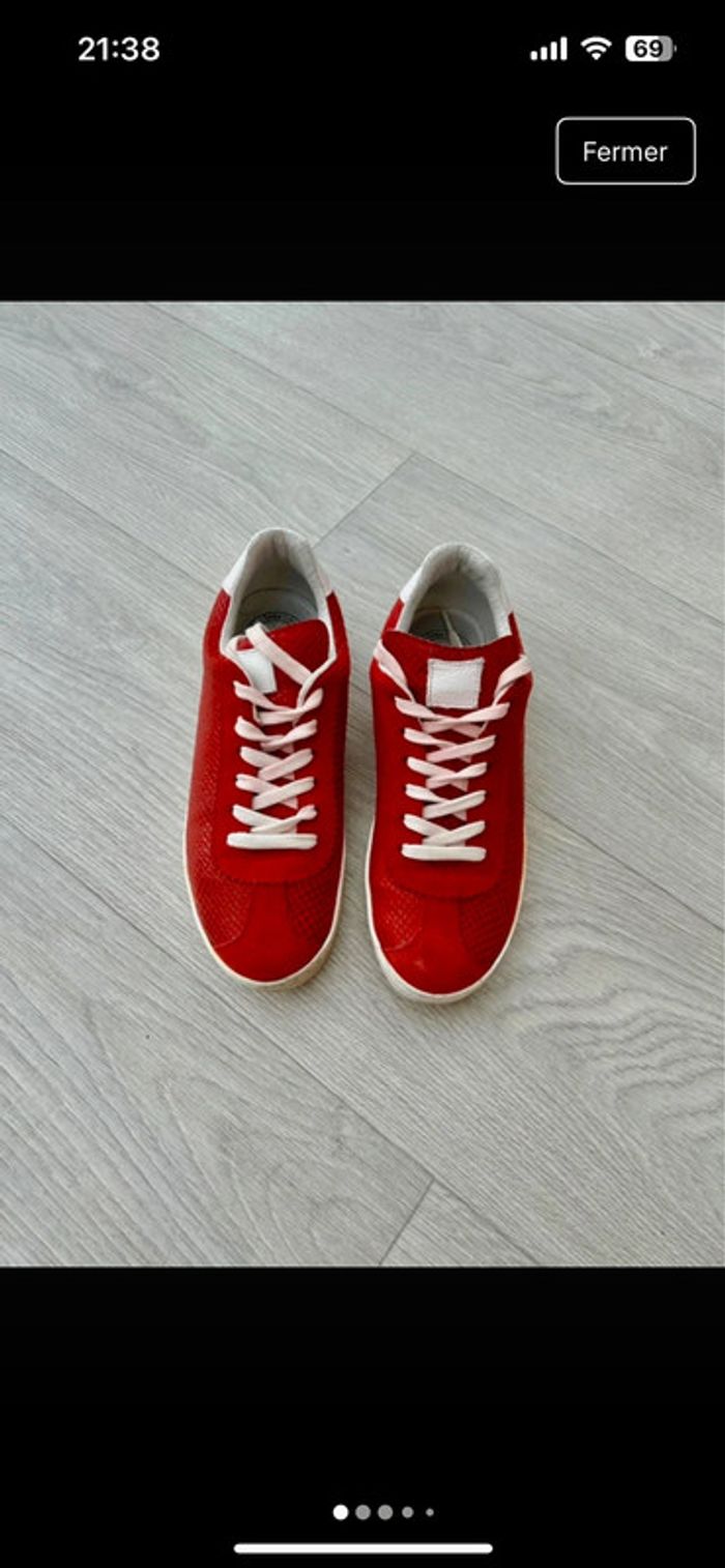 Basket femme rouge - Ruvel - pointure 38 - en très bon état - cuir