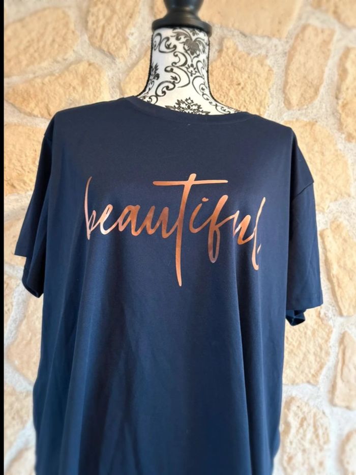 T-shirt bleu marine “Beautiful” Shein 2XL - photo numéro 3
