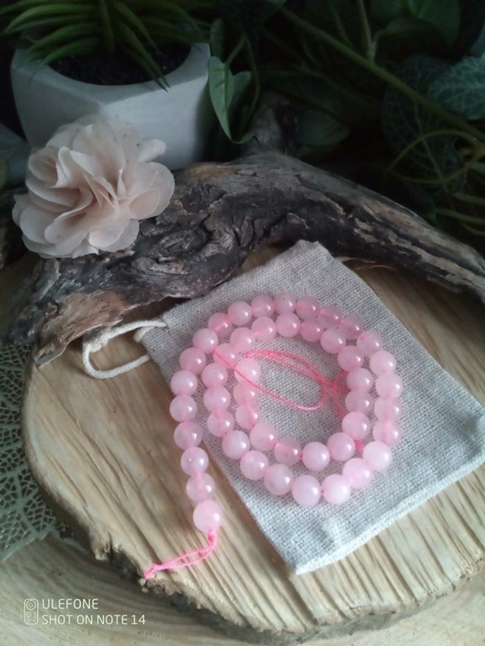 Lot de perles de quartz rose pierres naturelles lithothérapie