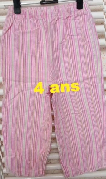 Pantalon de pyjama rayé rose blanc vert anis Taille 4 ans
