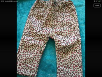 pantalon tissaia tbe 12 mois 1 an pantalon doublé jersey beige taille réglable comme neuf