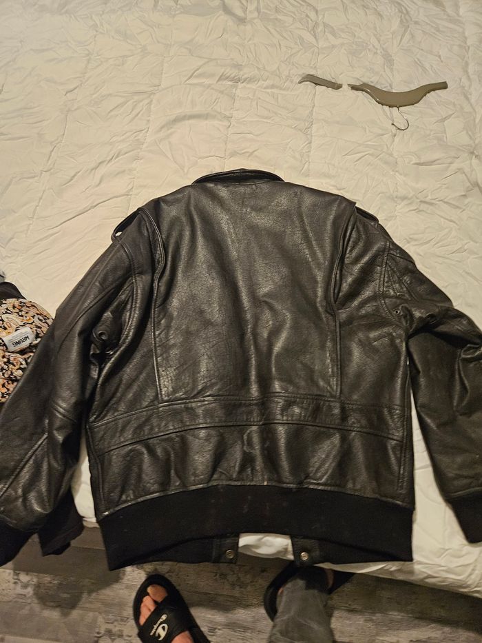Véritable blouson de cuir de vachette aviation vintage - photo numéro 2