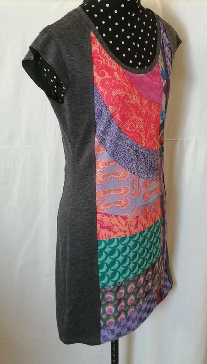Robe courte gris multicolore taille M Desigual - photo numéro 4
