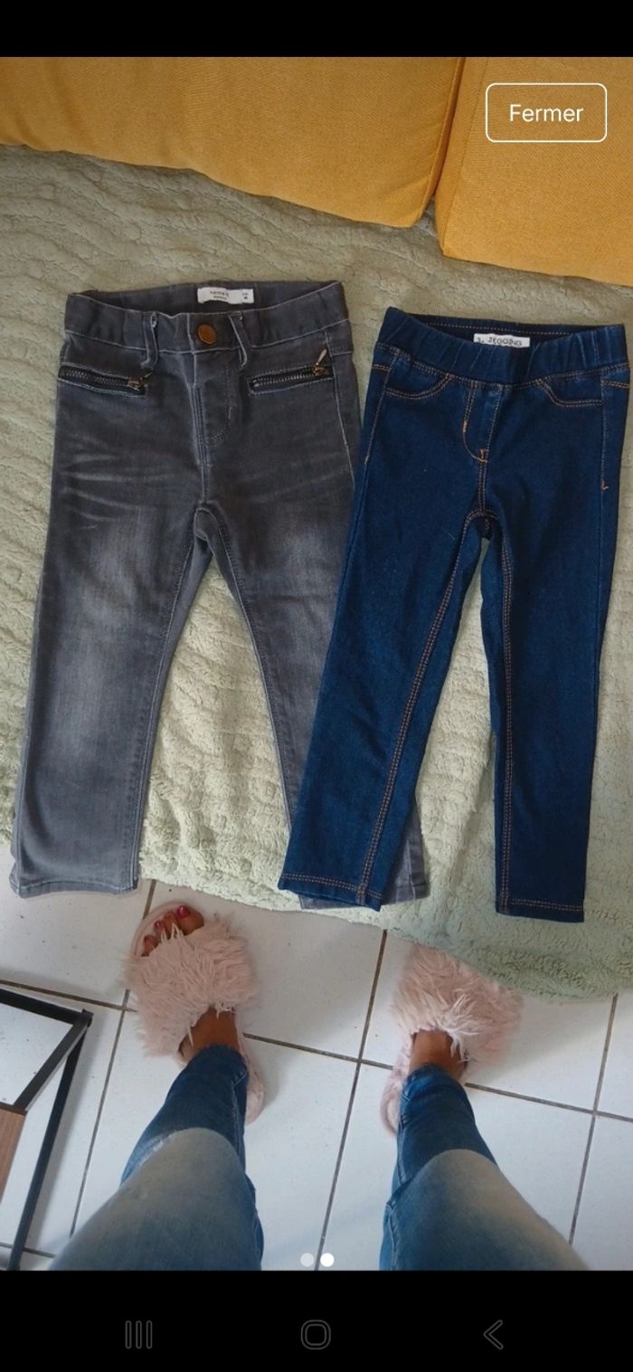 Lot d'un jean et un jegging fille - photo numéro 2