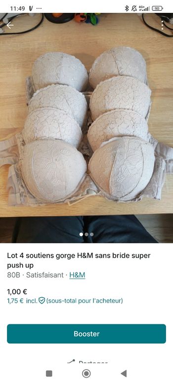 Lot 4 soutiens gorges H&M super push up