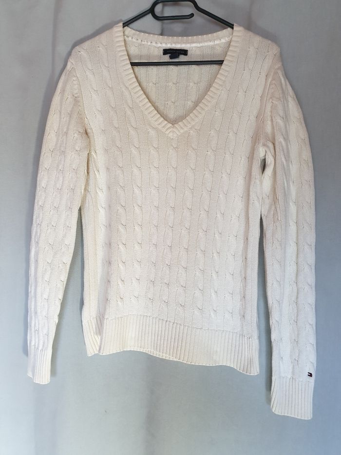 Pull torsadé col V Tommy Hilfiger L - photo numéro 4