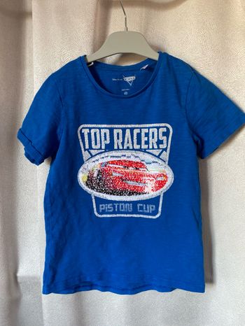 T-shirt bleu cars en sequins 7 ans C&A