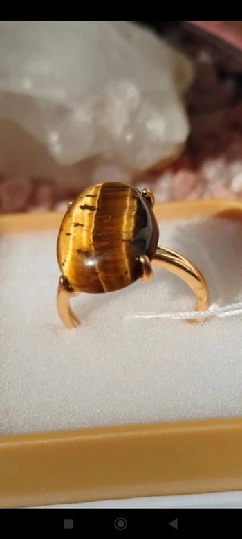 Bague Instinct Royal 💫Bague P/Or 24 Carats et Œil de Tigre AAA