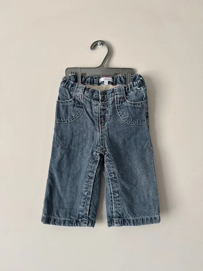 👖🌻 jeans hiver- bébé fille - 9 mois - 71 cm- kitchoun- très bon état
