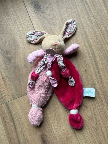 Doudou plat lapin rose baby nat