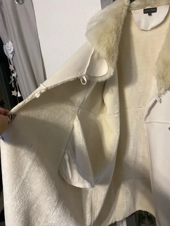 superbe manteau large col blanc cassé Jean-Marc Philippe taille 8: 56 neuf - photo numéro 11