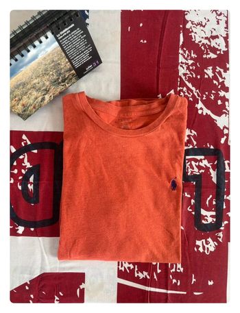 Sweat/ t-shirt manche longue Ralph Lauren taille L orange cavalier bleu marine