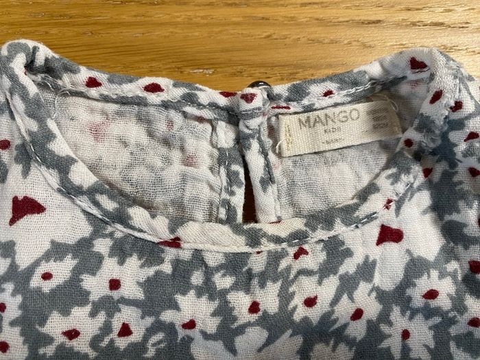 Mango Blouse fleurie turquoise/bordeaux Taille 18/24 mois - photo numéro 7