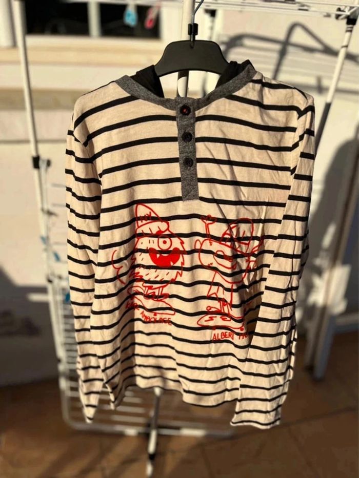 Sous pull à capuche style marin DPAM 10 ans