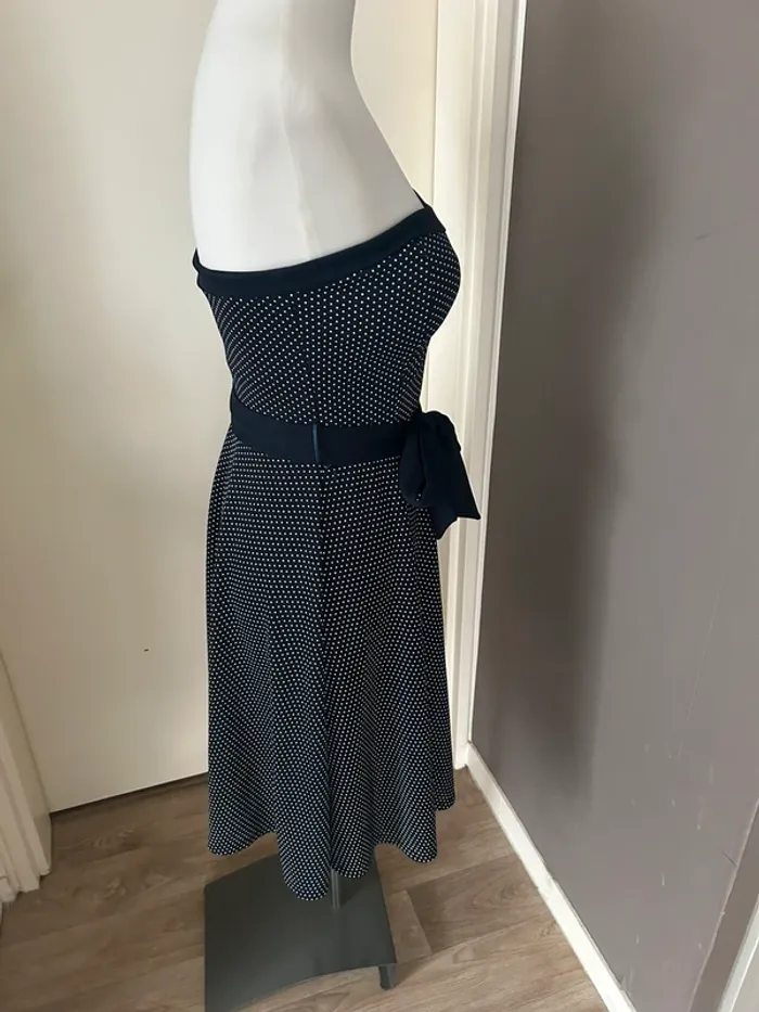 Jacqueline Riu, robe bustier bleue à pois, taille 38 - photo numéro 2