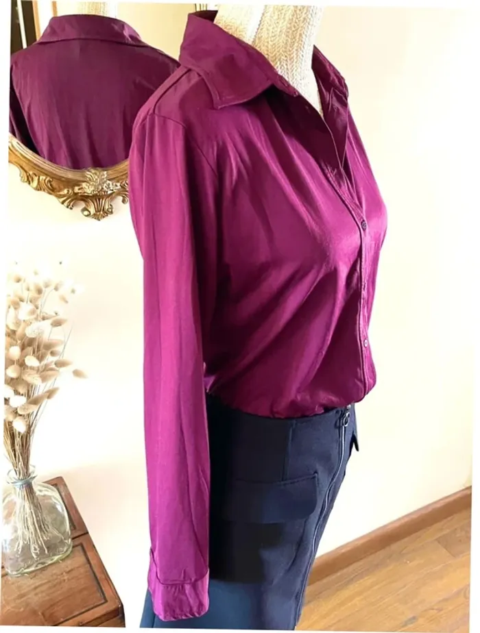 Sublime Chemise à col et boutonnage Autre Ton en Bordeaux taille 42 - photo numéro 6
