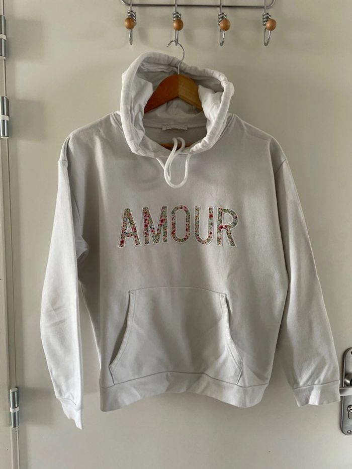 Sweat à capuche blanc Amour