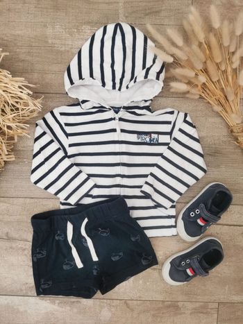🌸Ensemble 12/18mois veste et short marinière