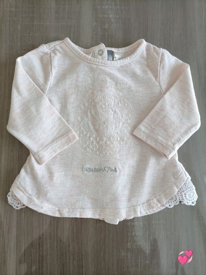 T Shirt/ Tunique rose pâle chiné Orchestra 3 mois