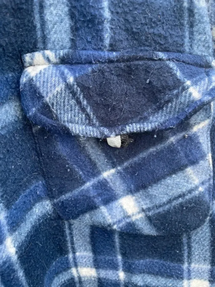 Lumberjack Flannel Plaid Polaire shirt chemise blue Mens L - photo numéro 4