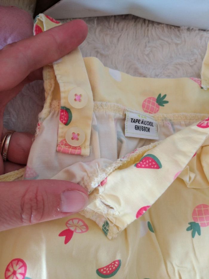 Barboteuse combinaison été Fille 6 mois Fruits Tao 100% coton - photo numéro 7