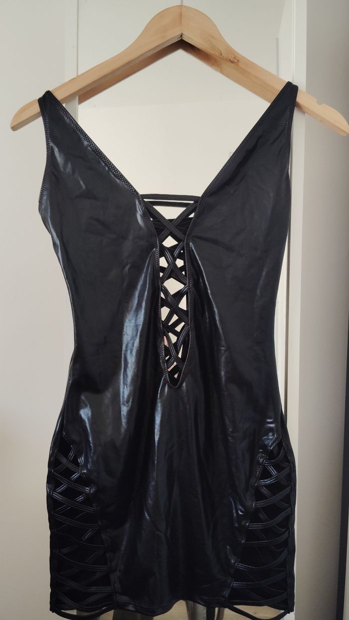 Robe sexy femme simili cuir