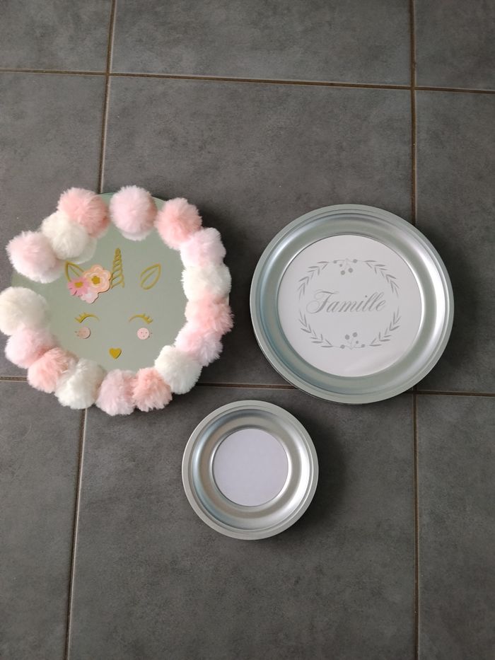 Miroir mural licorne et cadres argenté - photo numéro 2