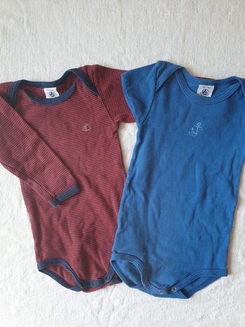 Lot de 2 bodys, Petit bateau,  12 mois