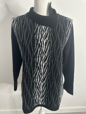 Pull zèbre noir gris argenté Canda Vintage t38 M