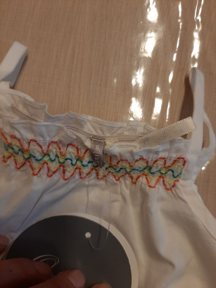 Combinaison été neuve blanche et jaune avec broderie 6 mois Orchestra - photo numéro 2