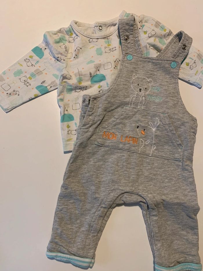 Lot de deux ensemble salopette - taille 3 mois - photo numéro 3