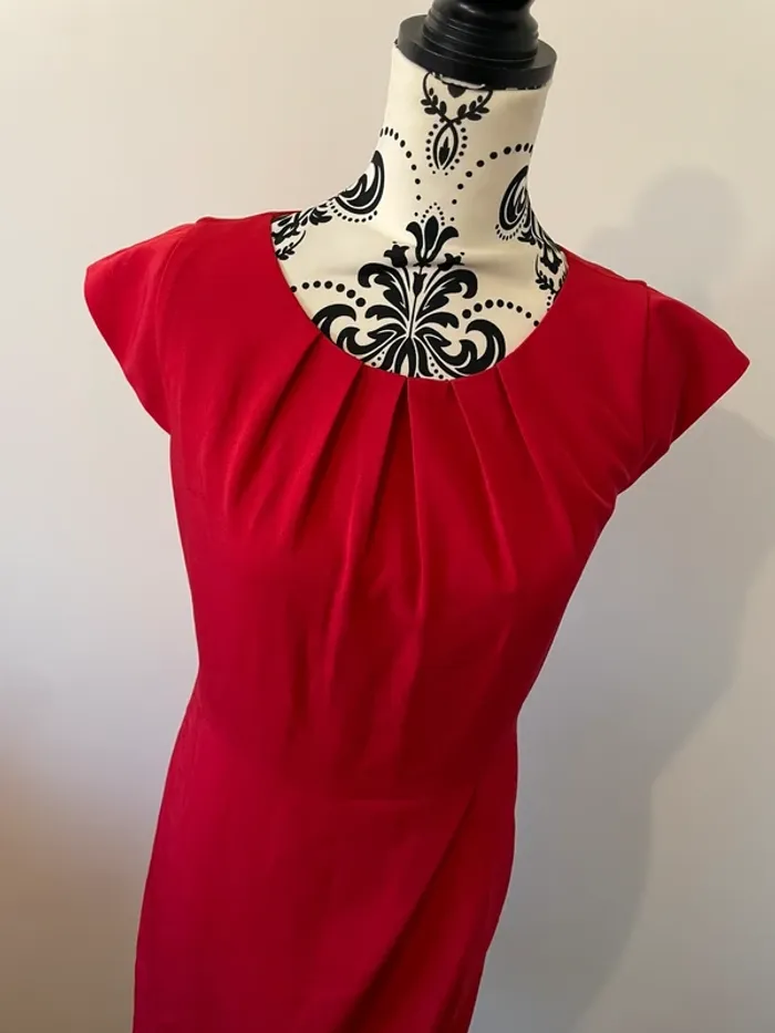 Robe fourreau rouge BPC effet portefeuille - Taille 38 - photo numéro 2